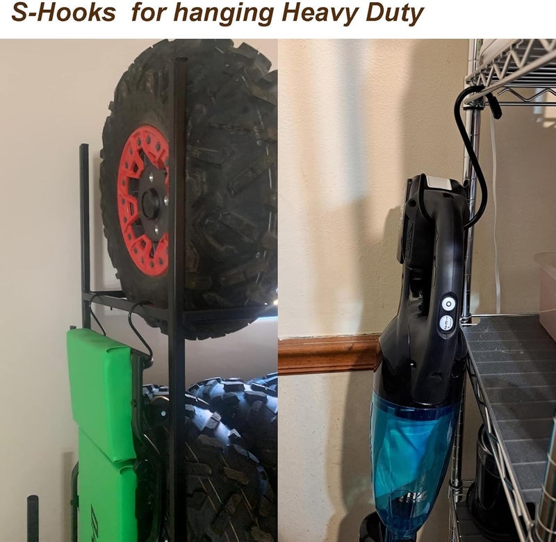 DaylyFav 8 Pack Black S Hooks, 5.5" Vinyl Coated Non-Slip Heavy Duty Steel Metal Utility Hooks Large S-Hook for Hanging Plants Flower Baskets Bird Feeders Coats Hats Bags Purses Towels, Holds 65 Lbs - Image 4